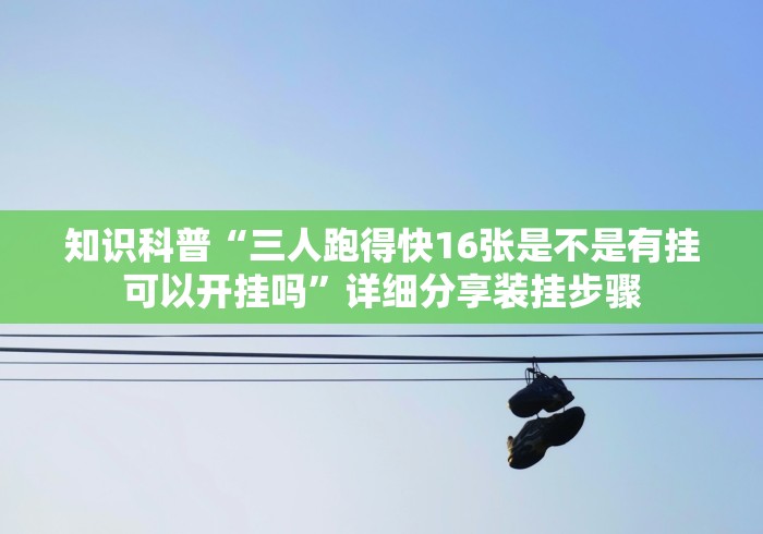 知识科普“三人跑得快16张是不是有挂可以开挂吗”详细分享装挂步骤