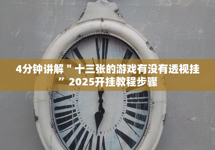 4分钟讲解＂十三张的游戏有没有透视挂”2025开挂教程步骤