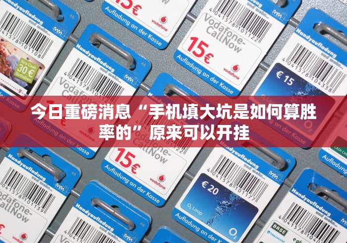 今日重磅消息“手机填大坑是如何算胜率的”原来可以开挂