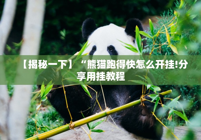 【揭秘一下】“熊猫跑得快怎么开挂!分享用挂教程