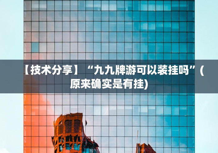 【技术分享】“九九牌游可以装挂吗”(原来确实是有挂)