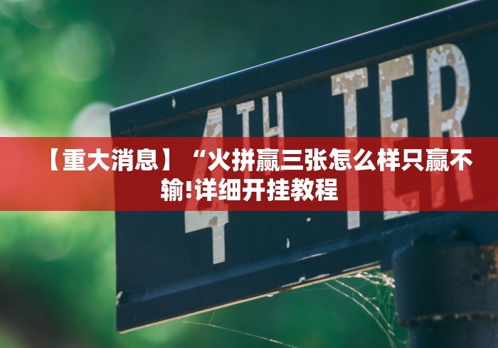 【重大消息】“火拼赢三张怎么样只赢不输!详细开挂教程
