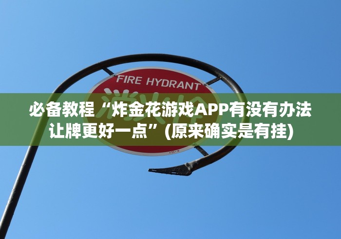 必备教程“炸金花游戏APP有没有办法让牌更好一点”(原来确实是有挂)