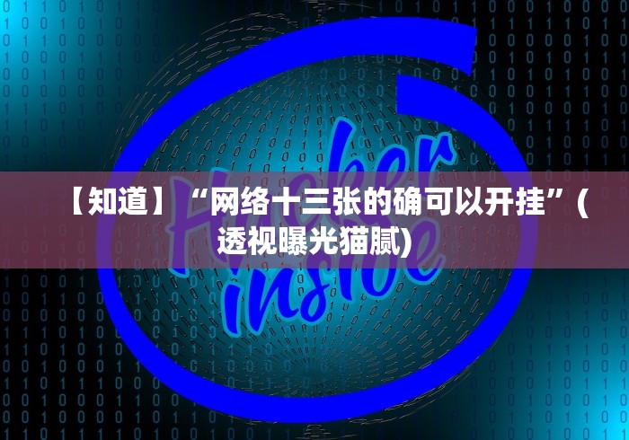 【知道】“网络十三张的确可以开挂”(透视曝光猫腻)